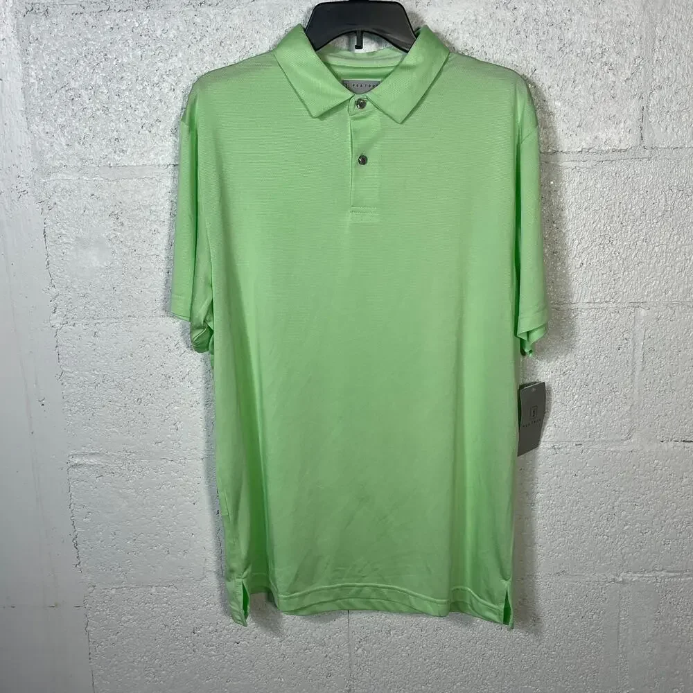 PGA Tour Men's Birdseye Textured Performance Polo Shirt Patina green small - Picture 1 of 8